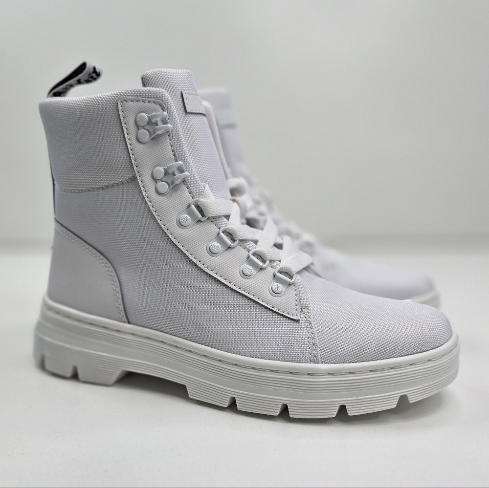 Doc Martens Combs Poly Casual Boots Women's Size 10 Woven Fabric All White